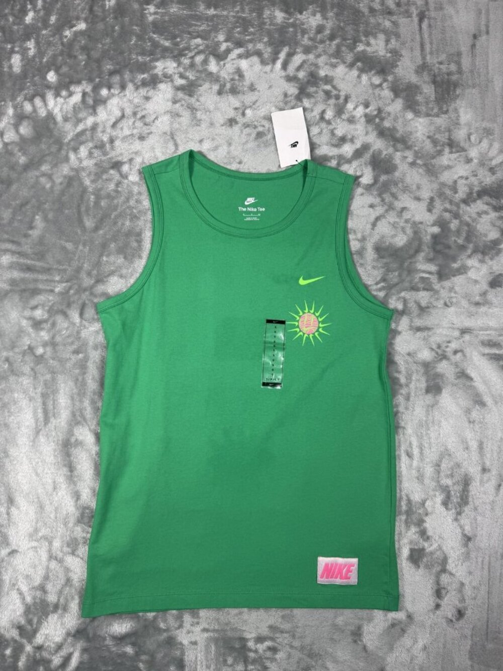 New Nike Men's Small Green Eye Graphic Running Sleeveless Tank Top FN1463 324
